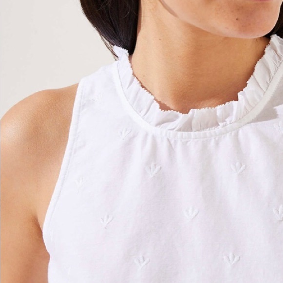 LOFT NWT Petite Embroidered Tie Back Peplum Shell - Picture 2 of 3